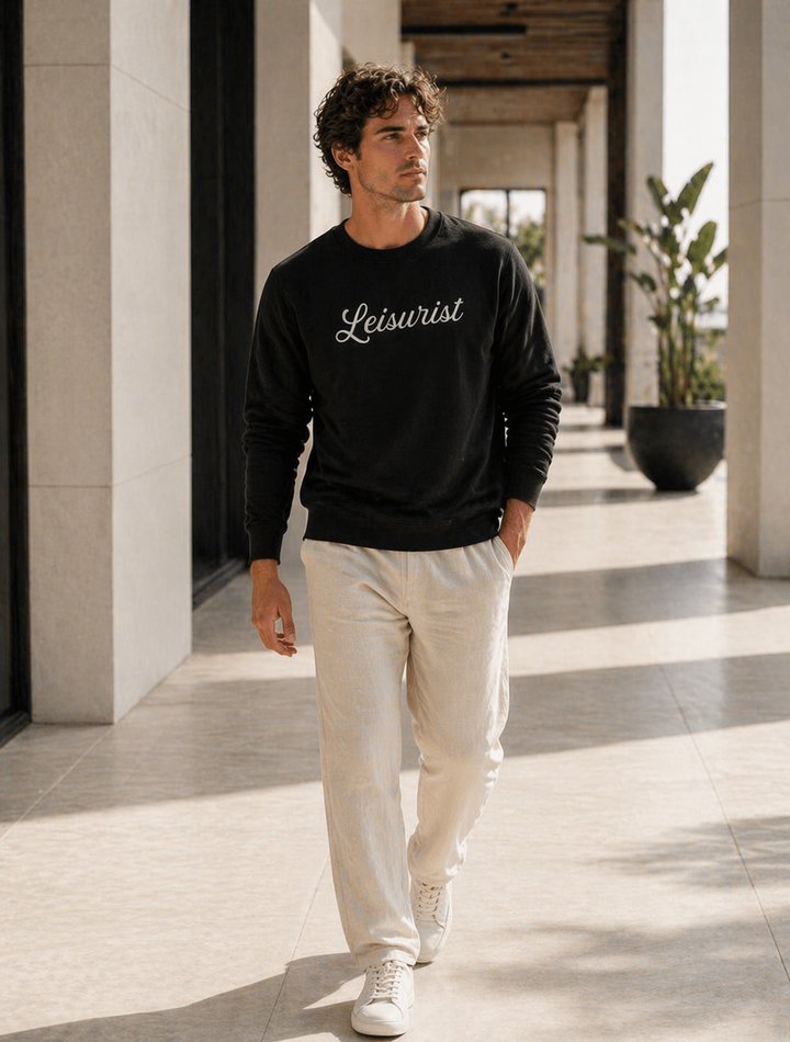 Man Black script Leisurist sweatshirt